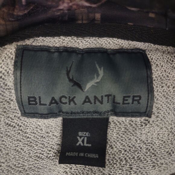 Black Antler Women's XL Pullover Hoodie Sweatshirt, Camo Hood Hunting, Pockets - Picture 2 of 6